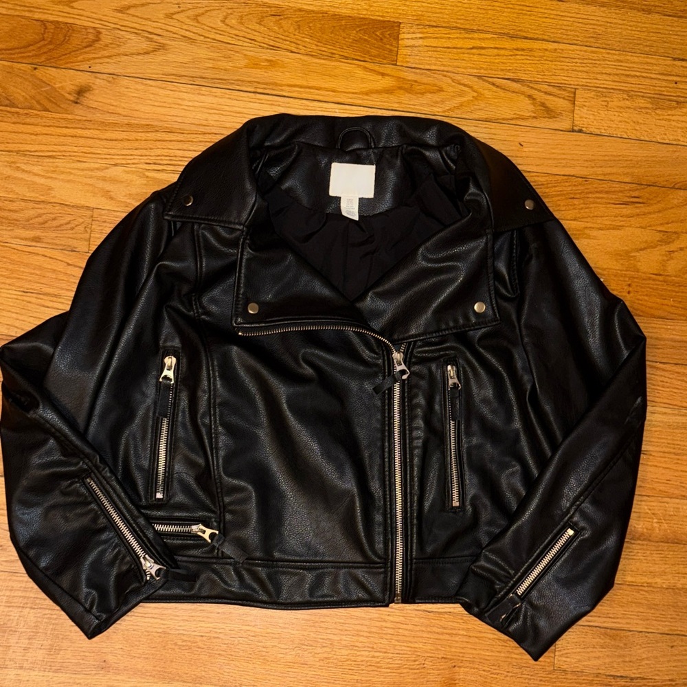 H&M Women’s Black Faux Leather Jacket 2XL